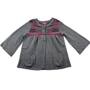 Dex Cardigan Sweater Womens S Crochet Pockets Buttons 3/4 Sleeve Boho Grandma